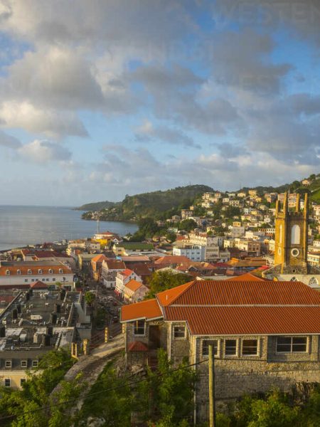 Overlook over St Georges, capital of Grenada, Caribbean